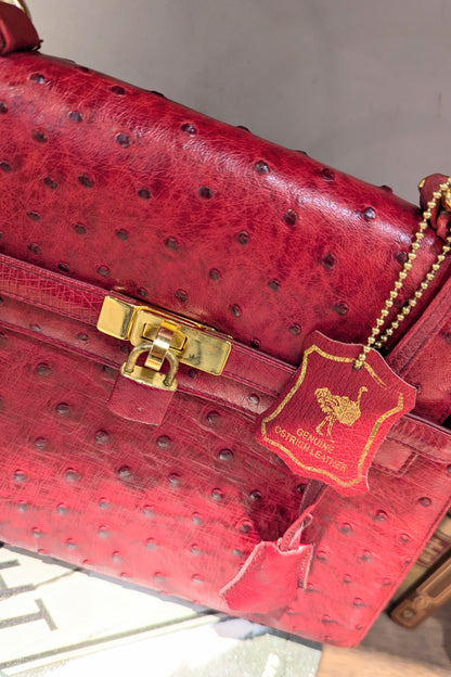 vintage オーストリッチBag レッド