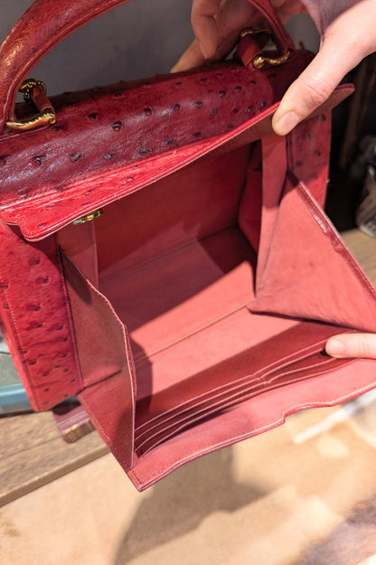 vintage オーストリッチBag レッド