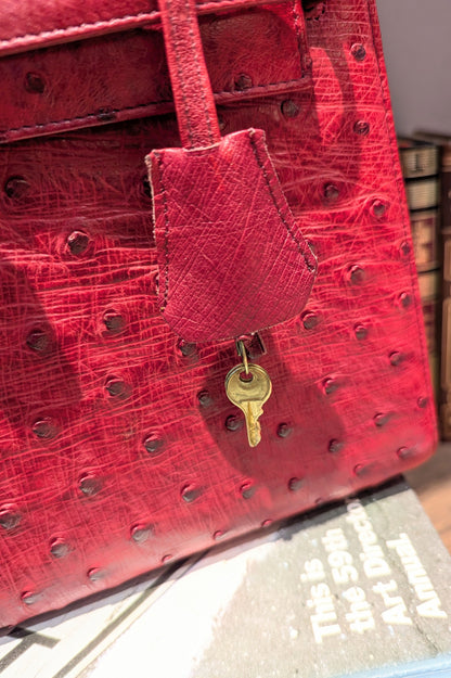 vintage オーストリッチBag レッド