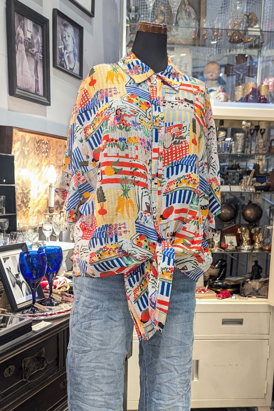 FRENCH paris マルシェ柄シャツ