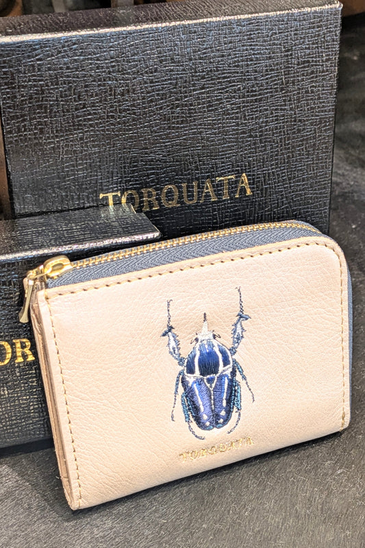 トルクアータ  昆虫刺繍　コンパクトL字財布　ハナムグリ/シルバー