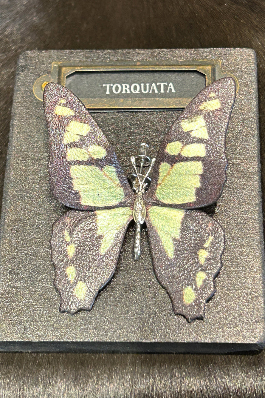 トルクアータ  レザー アオスジアゲハ蝶ピアス（片耳ピアス）